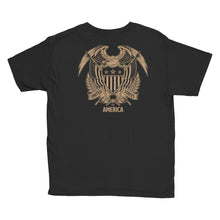 United States Of America Eagle Illustration Reverse Gold Backside Youth Short Sleeve T-Shirt by Design Express