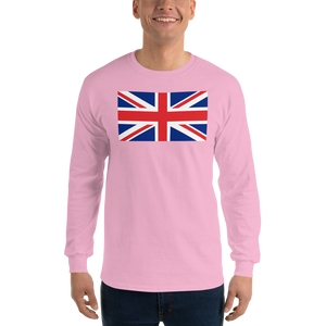 Light Pink / S United Kingdom Flag "Solo" Long Sleeve T-Shirt by Design Express