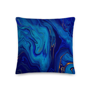 18×18 Blue Marble Square Premium Pillow by Design Express