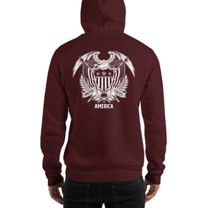 United States Of America Eagle Illustration Reverse Backside Hooded Sweatshirt by Design Express