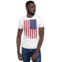 White / S US Flag Distressed Short-Sleeve Unisex T-Shirt by Design Express