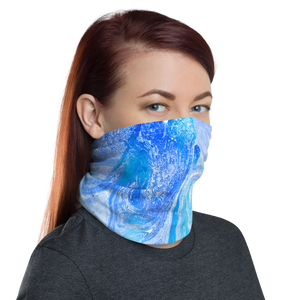 Blue Watercolor Marble Neck Gaiter Masks by Design Express