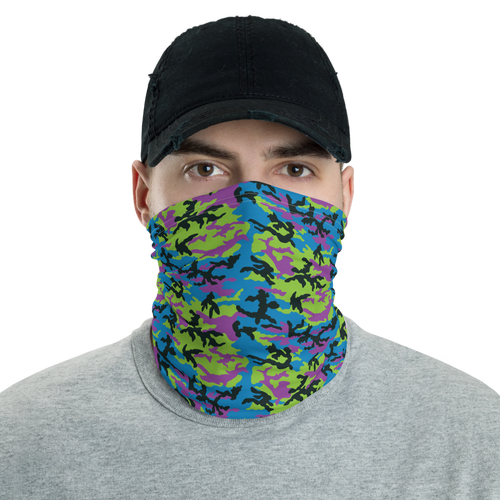 Default Title Green Blue Violet Camo Neck Gaiter Masks by Design Express