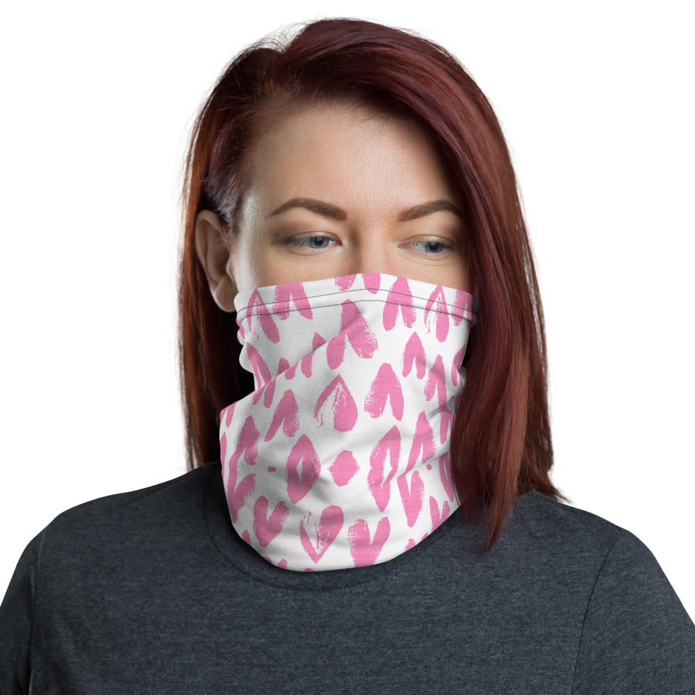 Default Title Pink Heart Pattern Neck Gaiter Masks by Design Express