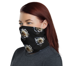 White Rose on Black Neck Gaiter Masks by Design Express