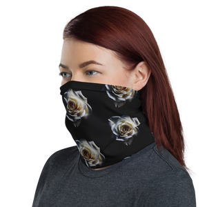 White Rose on Black Neck Gaiter Masks by Design Express