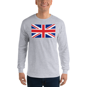 Sport Grey / S United Kingdom Flag "Solo" Long Sleeve T-Shirt by Design Express