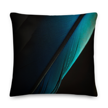 22×22 Blue Black Feathers Square Premium Pillow by Design Express