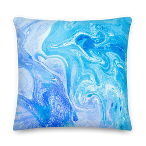 Blue Watercolor Marble Square Premium Pillow by Design Express