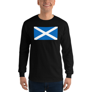 Black / S Scotland Flag "Solo" Long Sleeve T-Shirt by Design Express