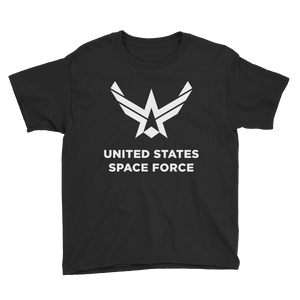 Black / XS United States Space Force "Reverse" Youth Short Sleeve T-Shirt by Design Express