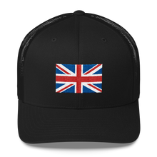 Black United Kingdom Flag "Solo" Trucker Cap by Design Express