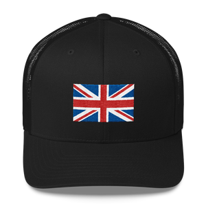 Black United Kingdom Flag "Solo" Trucker Cap by Design Express