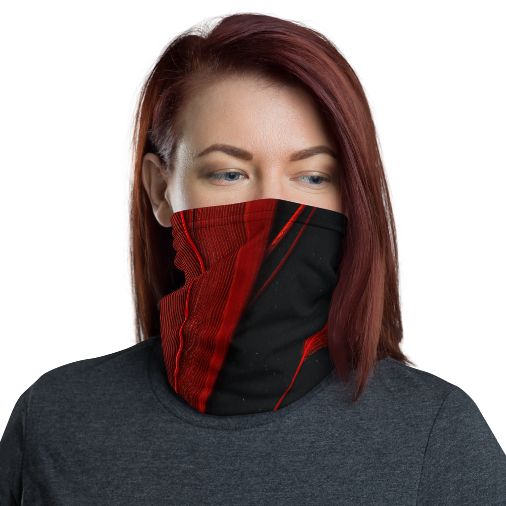 Default Title Red Black Feathers Texture Neck Gaiter Masks by Design Express