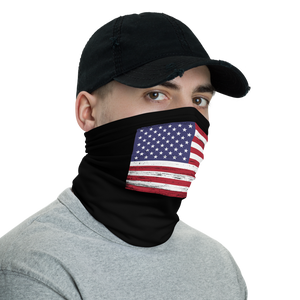 Black Distressed USA Flag Neck Gaiter Masks by Design Express