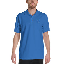 Keep Calm and Carry On (White Embroidered) Polo Shirt by Design Express