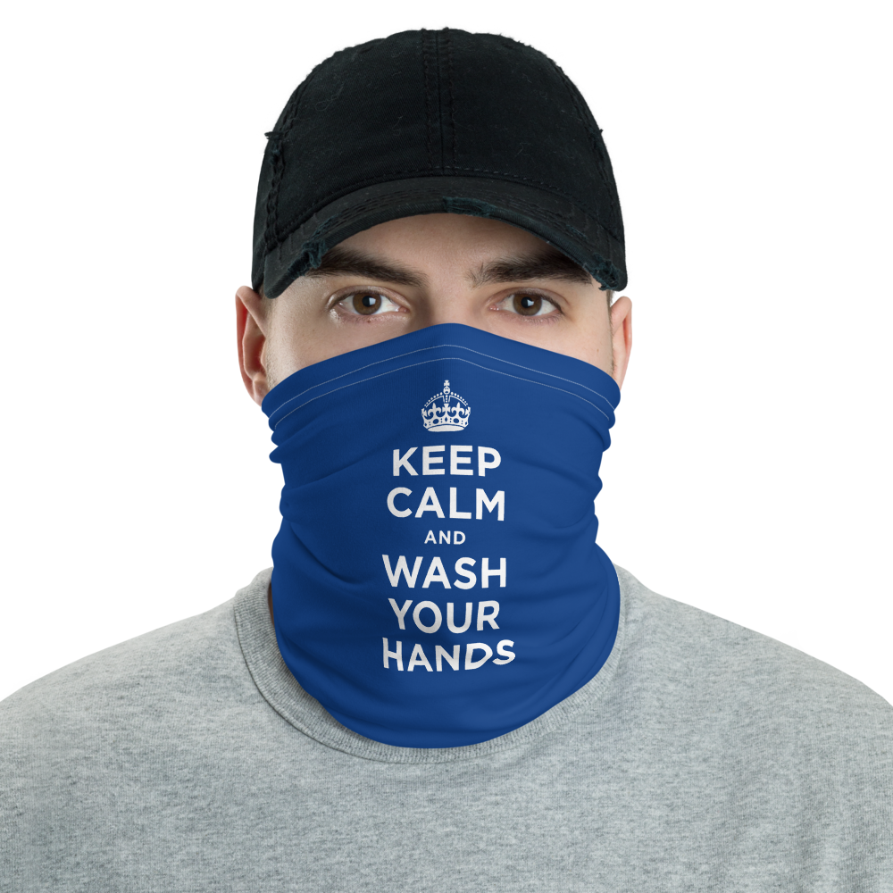 Default Title Blue Keep Calm and Wash Your Hands Neck Gaiter Masks by Design Express