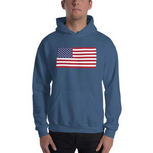 Indigo Blue / S United States Flag "Solo" Hooded Sweatshirt by Design Express