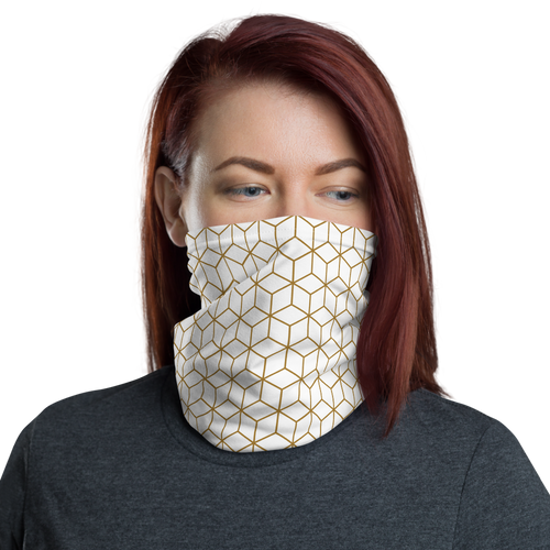 Default Title Diamond White Gold Pattern Neck Gaiter Masks by Design Express