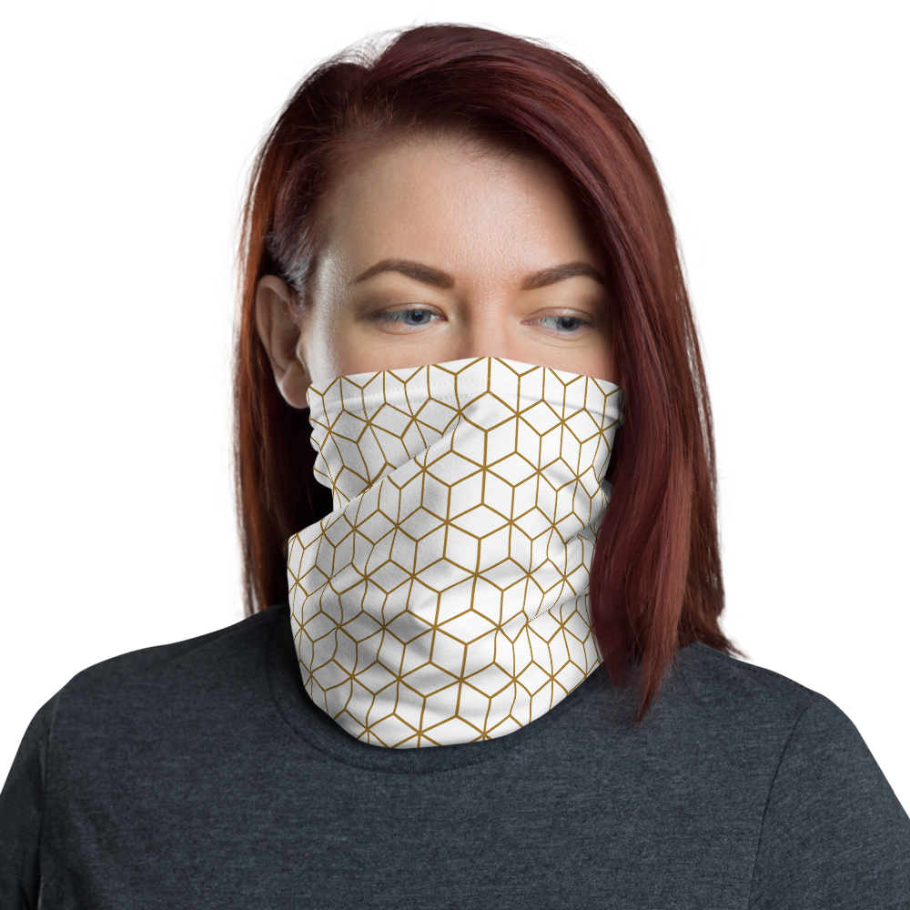 Default Title Diamond White Gold Pattern Neck Gaiter Masks by Design Express