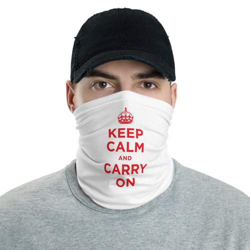 Default Title Red Keep Calm & Carry On Neck Gaiter Masks by Design Express