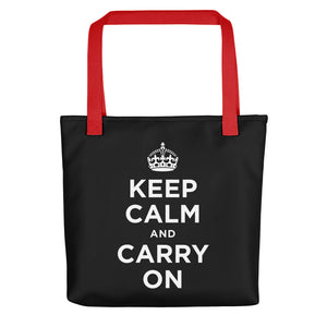 Red Keep Calm and Carry On (Black White) Tote bag Totes by Design Express