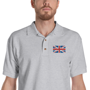 Sport Grey / S United Kingdom Flag "Solo" Embroidered Polo Shirt by Design Express