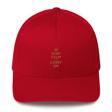 Red / S/M Keep Calm and Carry On (Gold) Structured Twill Cap by Design Express