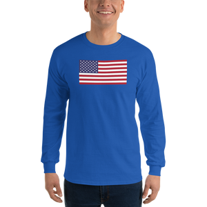 Royal / S United States Flag "Solo" Long Sleeve T-Shirt by Design Express