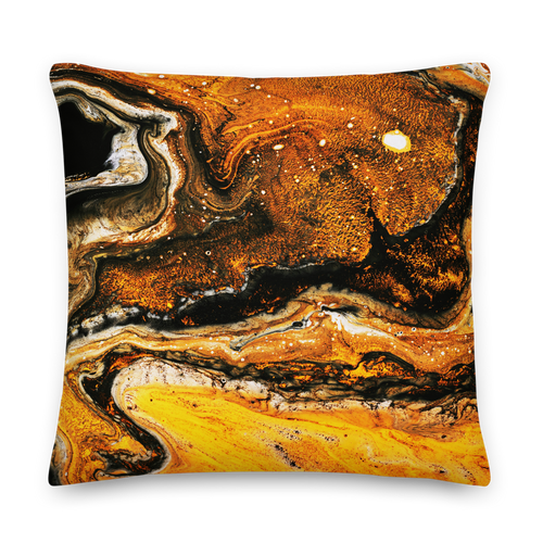 22×22 Yellow Orange Abstract Premium Pillow by Design Express