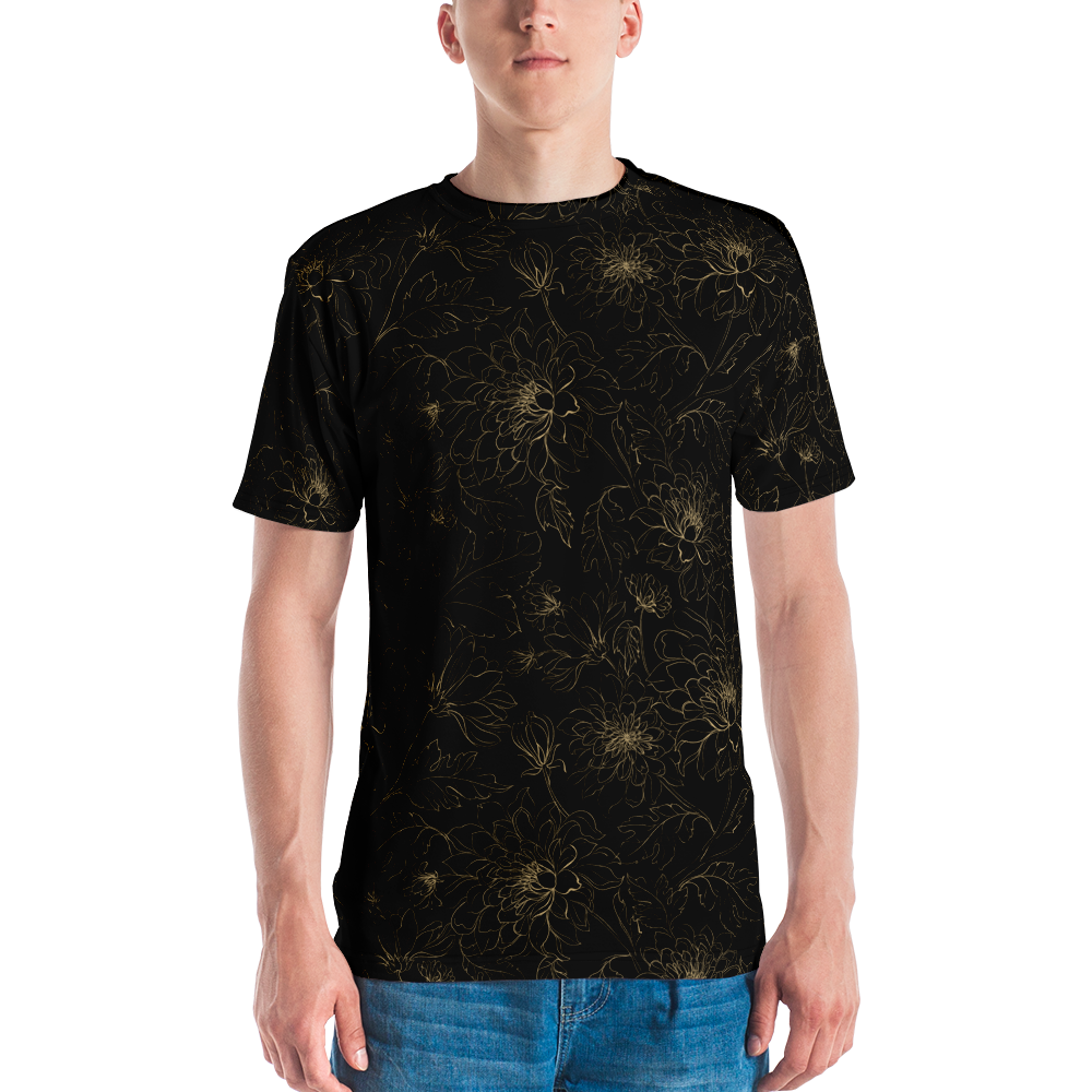 XS Golden Floral Men's T-shirt by Design Express