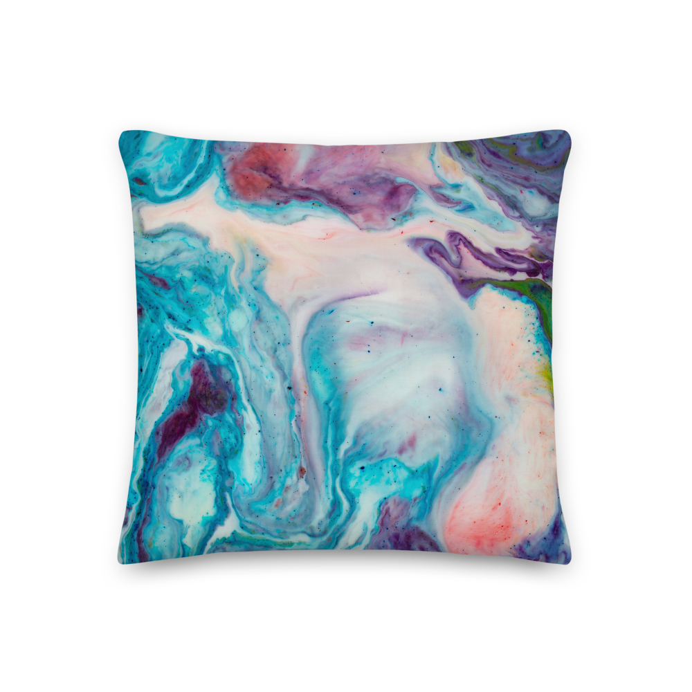 18×18 Blue Multicolor Marble Square Premium Pillow by Design Express