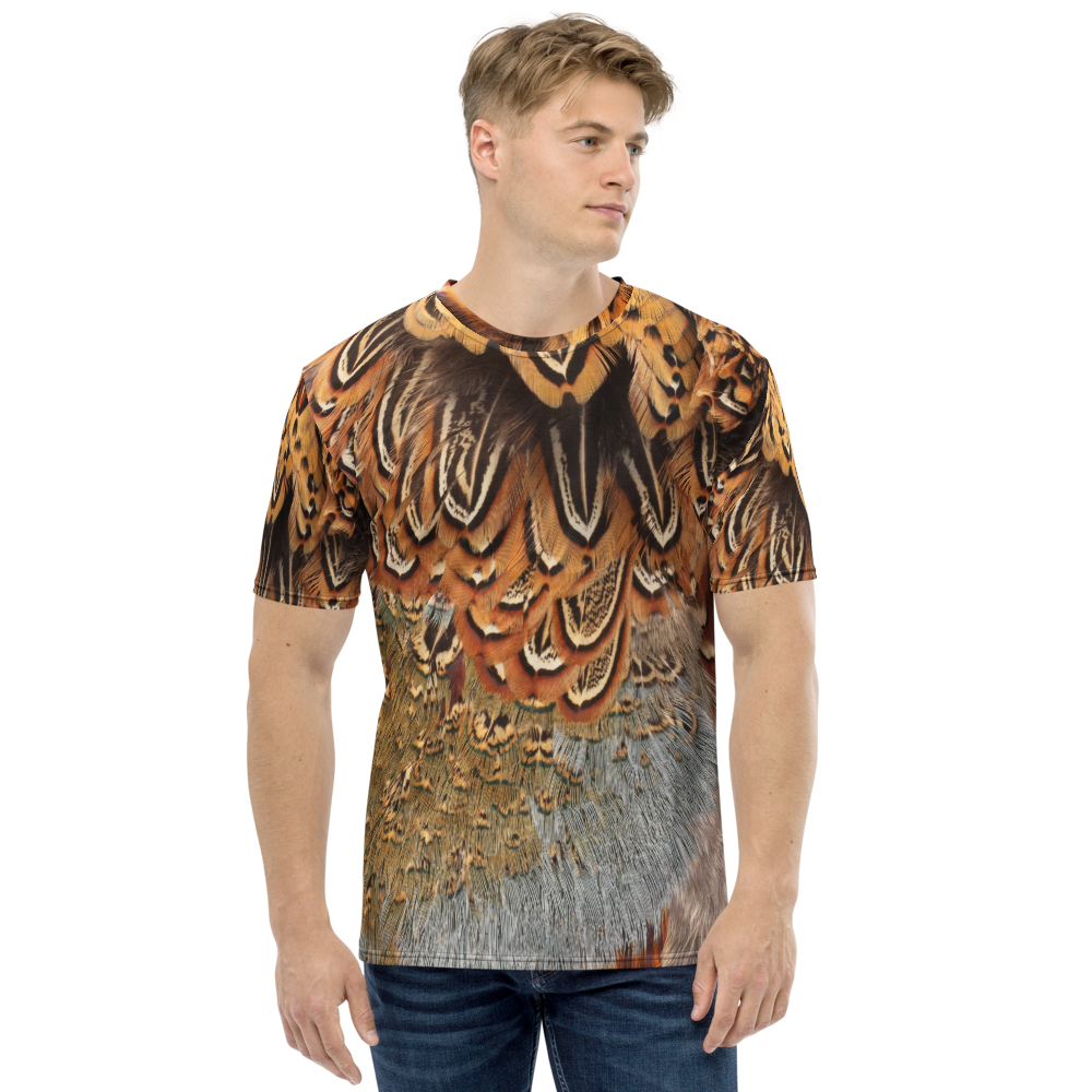 XS Brown Pheasant Feathers Men's T-shirt by Design Express