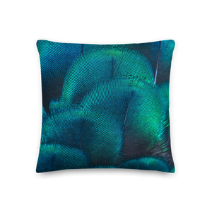 18×18 Green Blue Peacock Square Premium Pillow by Design Express