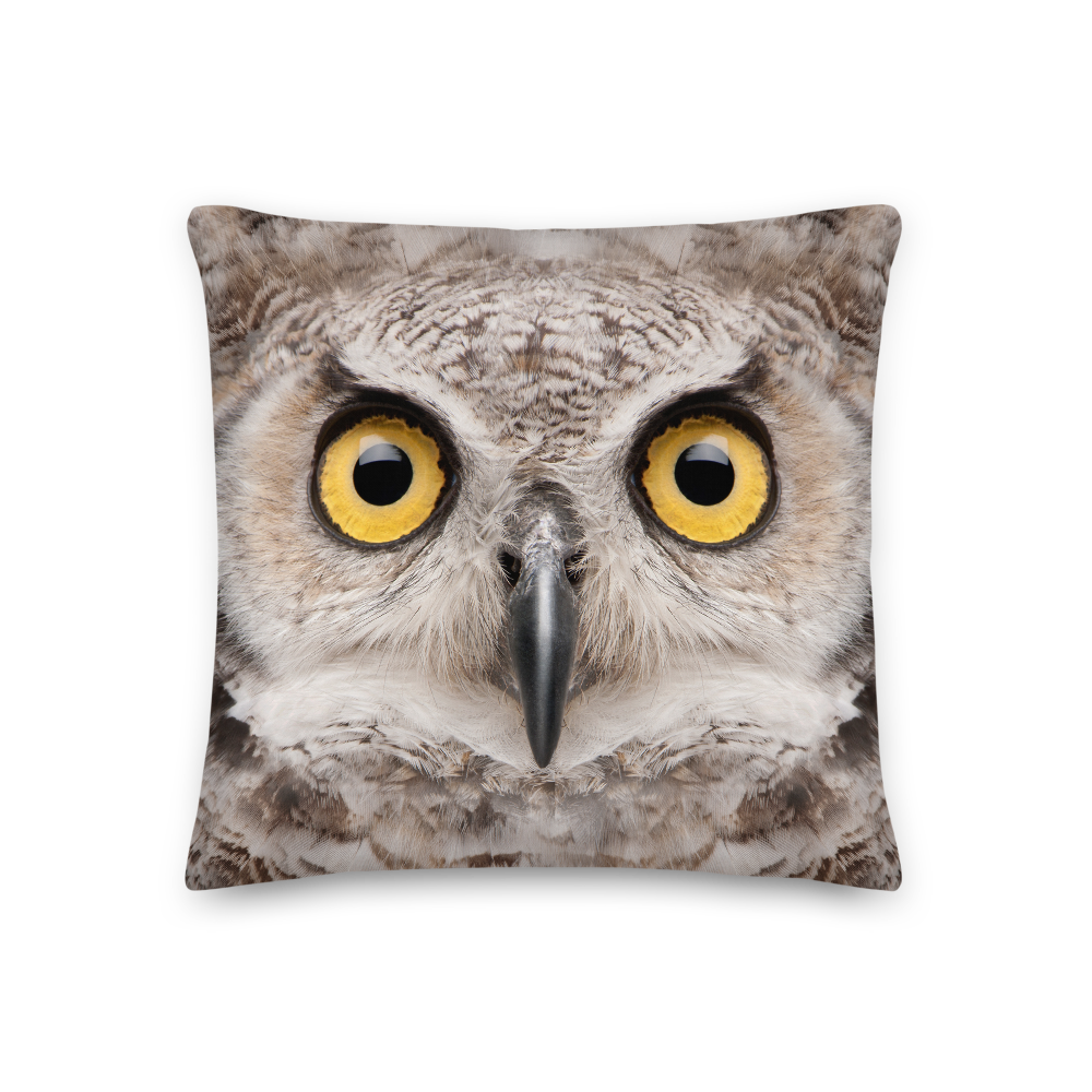 18×18 Great Horned Owl Square Premium Pillow by Design Express