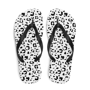 Black & White Leopard Print Flip-Flops by Design Express