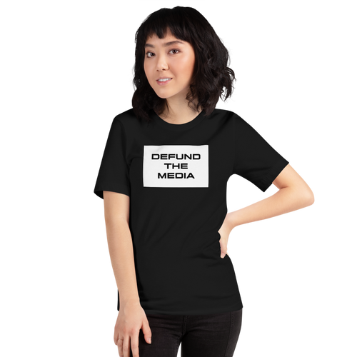 XS Defund The Media Rectangular Unisex Black T-Shirt by Design Express