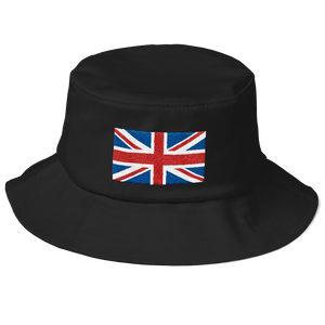 Black United Kingdom Flag "Solo" Old School Bucket Hat by Design Express