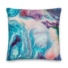 22×22 Blue Multicolor Marble Square Premium Pillow by Design Express