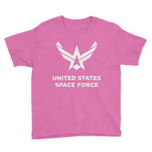 Heather Hot Pink / XS United States Space Force "Reverse" Youth Short Sleeve T-Shirt by Design Express