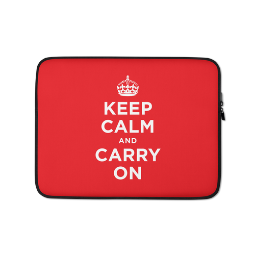 13 in Red Keep Calm and Carry On Laptop Sleeve by Design Express