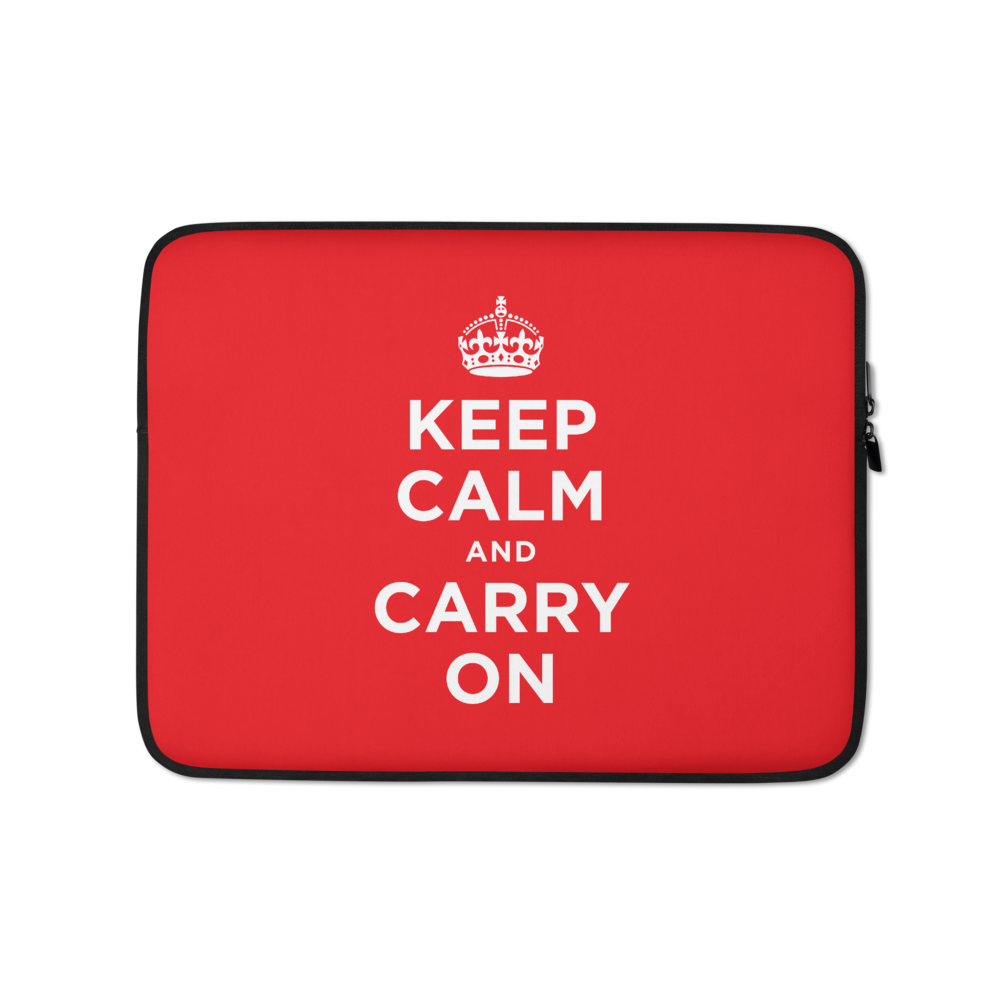 13 in Red Keep Calm and Carry On Laptop Sleeve by Design Express