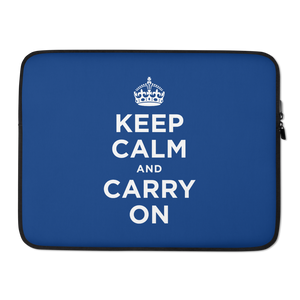 15 in Navy Keep Calm and Carry On Laptop Sleeve by Design Express