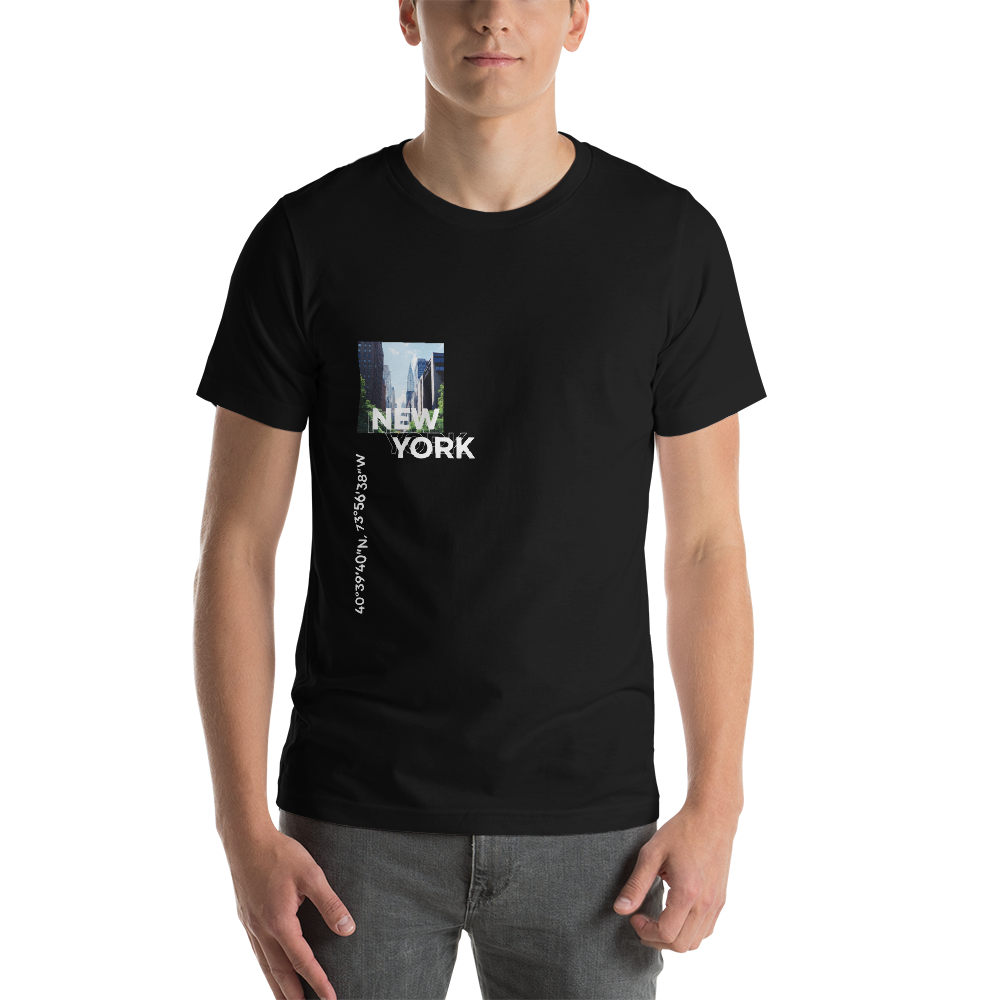 XS New York Coordinates Unisex Black T-Shirt by Design Express