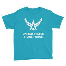 Caribbean Blue / XS United States Space Force "Reverse" Youth Short Sleeve T-Shirt by Design Express