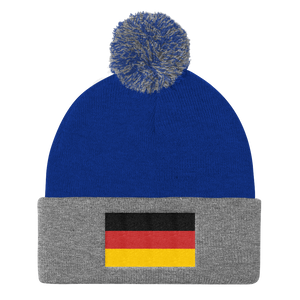 Royal/ Heather Grey Germany Flag Pom Pom Knit Cap by Design Express