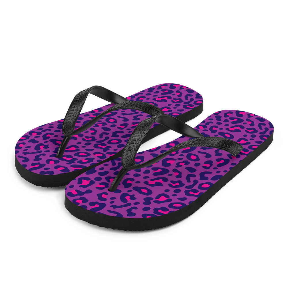 S Purple Leopard Print Flip-Flops by Design Express