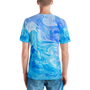 Blue Watercolor Marble Men's T-shirt by Design Express