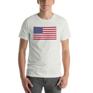 Ash / S United States Flag "Solo" Short-Sleeve Unisex T-Shirt by Design Express