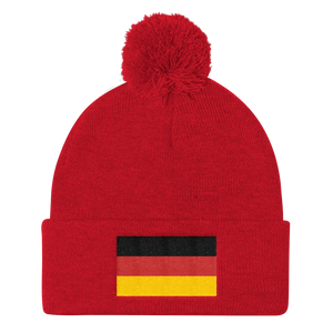 Red Germany Flag Pom Pom Knit Cap by Design Express